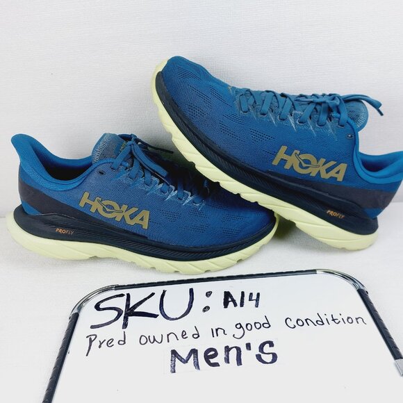 Hoka One One Men's Coral Blue Black Mach 4 Mesh Athletic Running Shoes Size 10D - Picture 13 of 13
